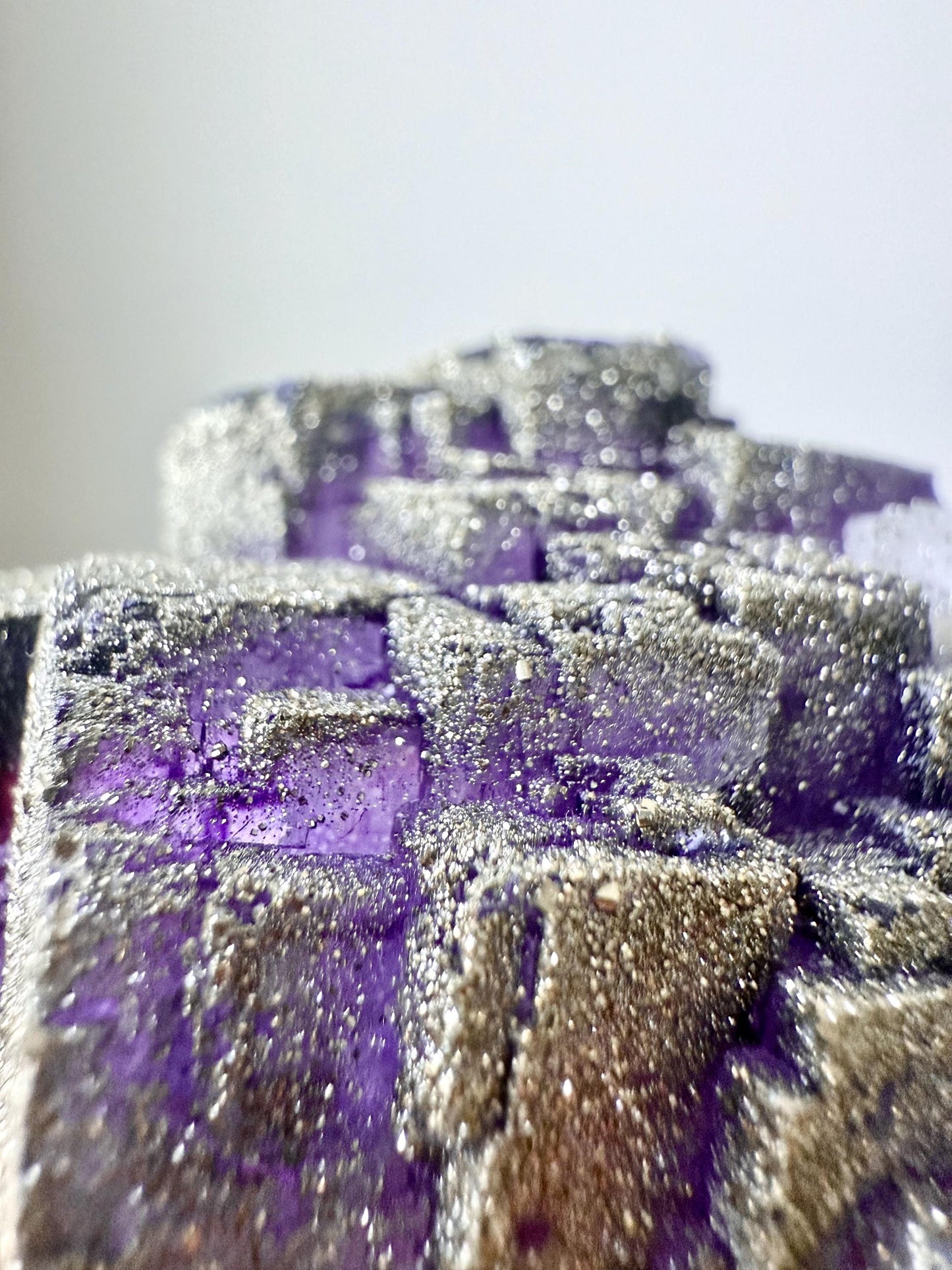 Pyrite over Purple Fluorite