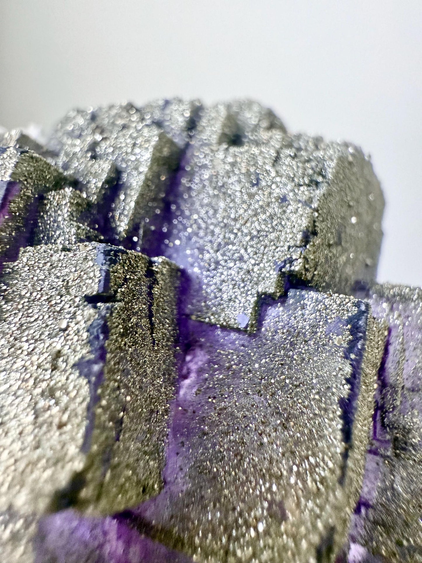 Pyrite over Purple Fluorite