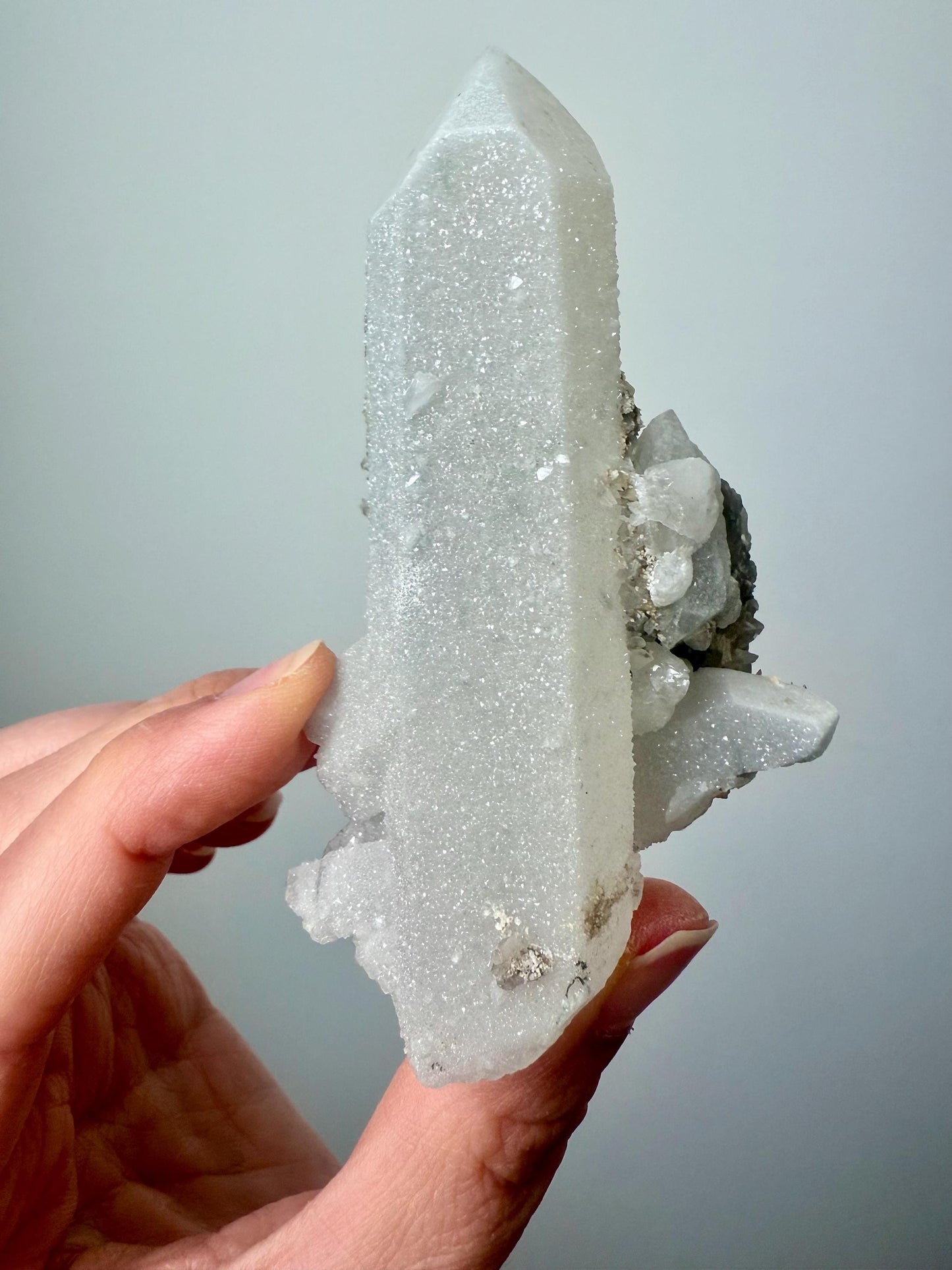 Druzy Quartz with Chlorite & Fluorescent Calcite