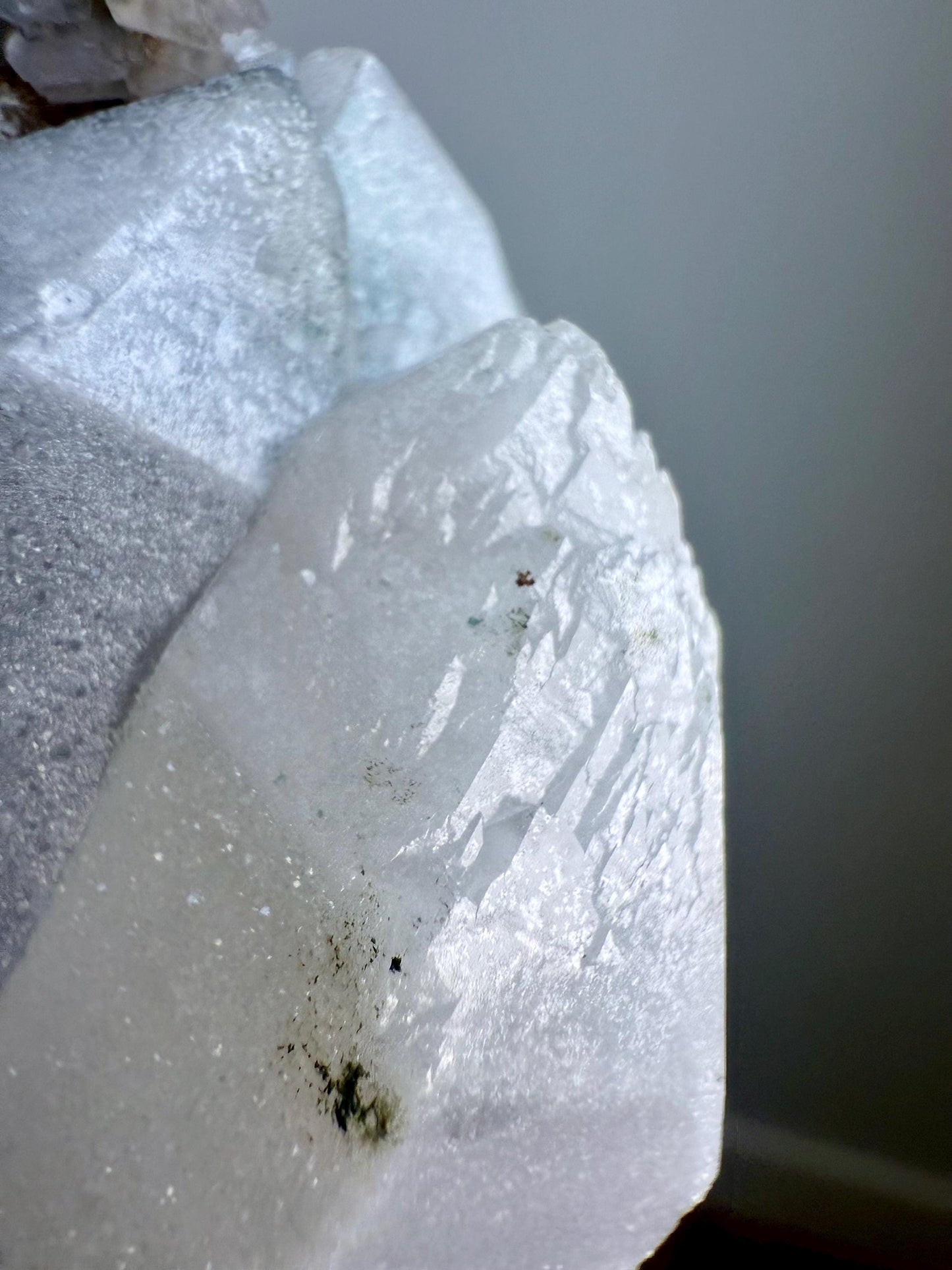 Fluorescent Calcite over Druzy Quartz